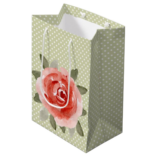 Red Cabbage Rose MEDIUM Geschenktaschen Mittlere Geschenktüte (Vorderseite Schrägansicht)