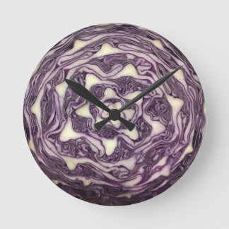 Red Cabbage Runde Wanduhr