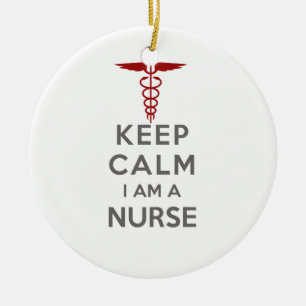 Red Caduceus Behielt Calm I bin eine Krankenschwes Keramikornament