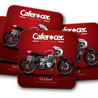 Red CafeRacer Motorrad Untersetzer | UNTERSETZER S