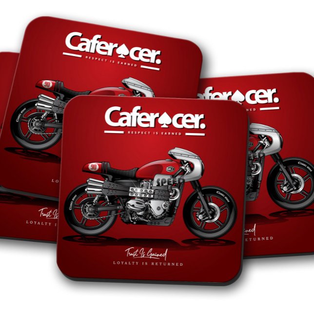 Red CafeRacer Motorrad Untersetzer | UNTERSETZER S (Von Creator hochgeladen)