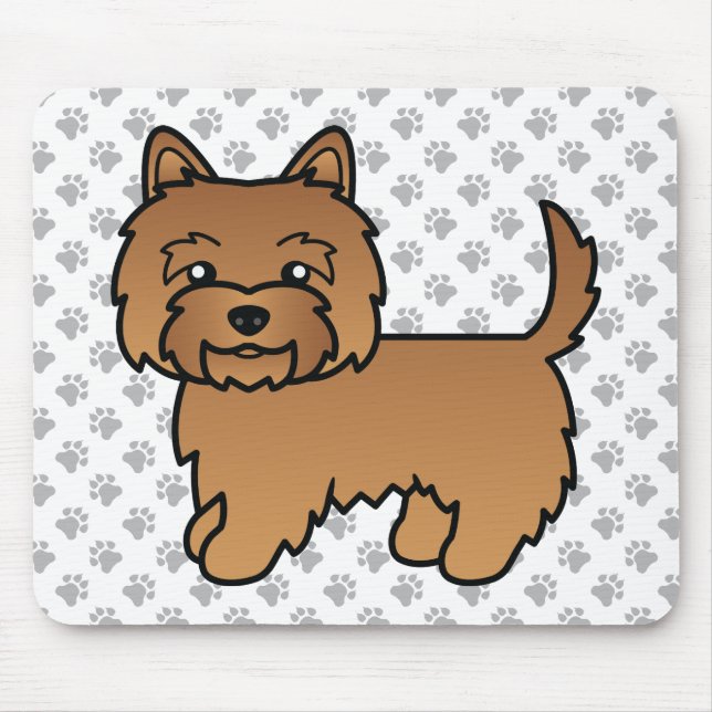 Red Cairn Terrier Dog Illustration & Paws Mousepad (Vorne)