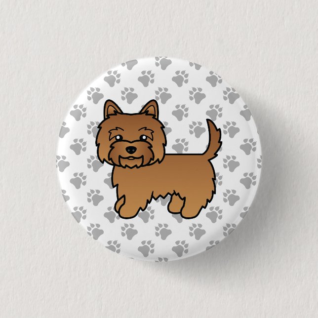 Red Cairn Terrier Dog Niedlich Illustration Paws Button (Vorderseite)
