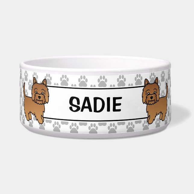 Red Cairn Terrier Niedlich Cartoon Dog & Name Napf (Vorderseite)