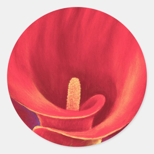 Red Cala Lily Tropical Blume Art - Multi Runder Aufkleber (Vorderseite)