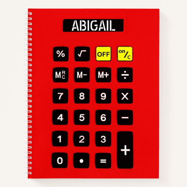 Red Calculator mit Name Notizbuch (Vorderseite)