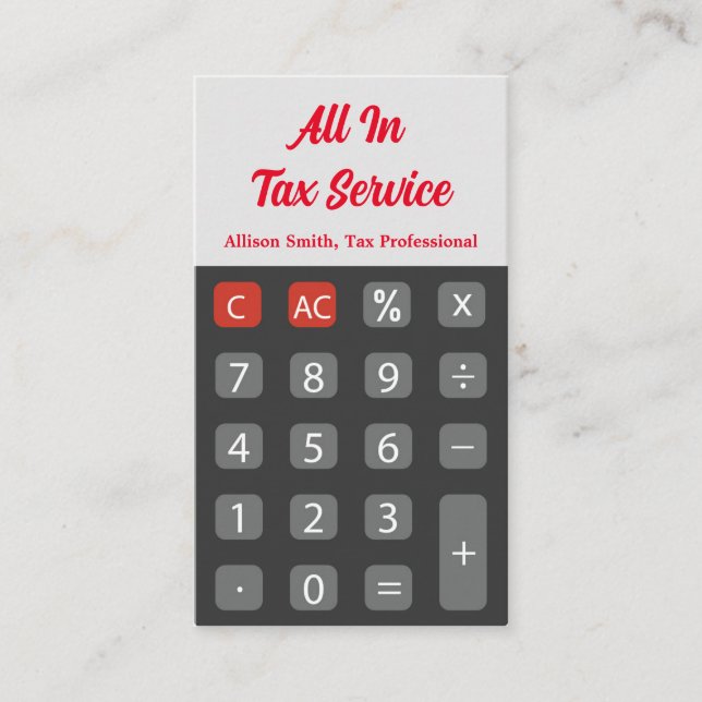 Red Calculator Tax Service Visitenkarte (Vorderseite)