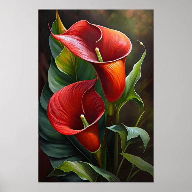 Red Calles Lilies Lily Blume Art Pseudonym Poster (Vorne)
