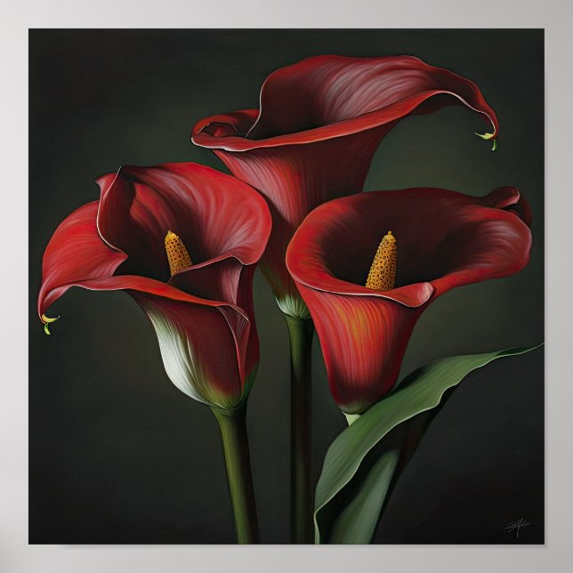 Red Calles Lilies Lily Blume Art Pseudonym Poster (Vorne)