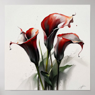Red Calles Lilies Lily Blume Art Pseudonym Poster