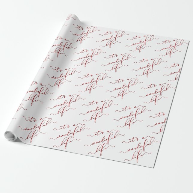 Red Calligrafy Script Es ist ein wunderbares Leben Geschenkpapier (Ungerollt)