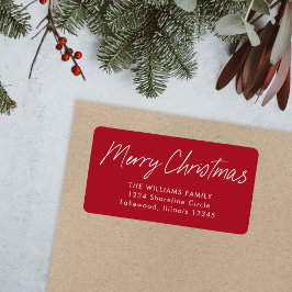 Red Calligraphy Frohe Weihnachts-Rücksendeadresse Adressaufkleber