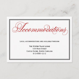 Red Calligraphy Script Wedding Accommodations Card Begleitkarte