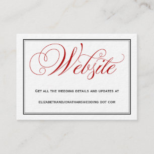 Red Calligraphy Wedding Website Information Card Begleitkarte