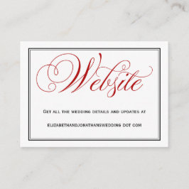 Red Calligraphy Wedding Website Information Card Begleitkarte