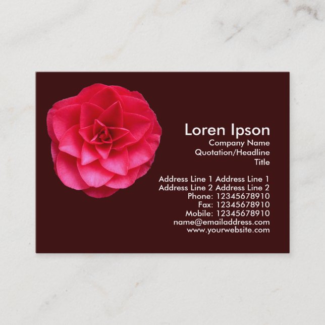 Red Camelia - Dark Brown Visitenkarte (Vorderseite)