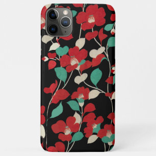 RED CAMELLIAS, WEISSE GRÜNE BLÄTTER BLACK Dark Flo Case-Mate iPhone Hülle