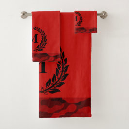 Red Camouflage Mit Monogramm Bath Handtuch Set
