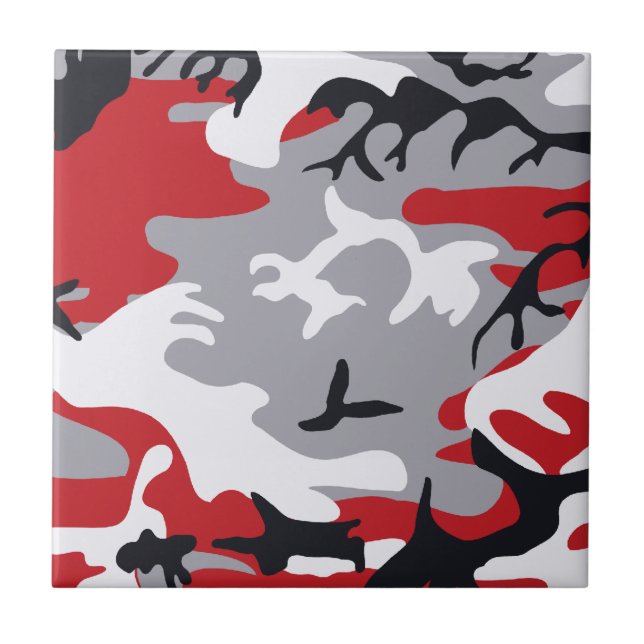 Red Camouflage Tile Fliese (Vorderseite)