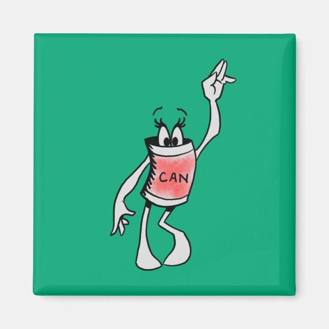 Red Can Creature Square Magnet (Vorne)