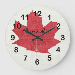 red Canadian maple leaf clock Große Wanduhr