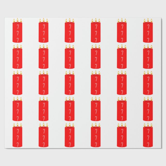 Red Candle Candle White Wrapping Paper Geschenkpapier (Flach)