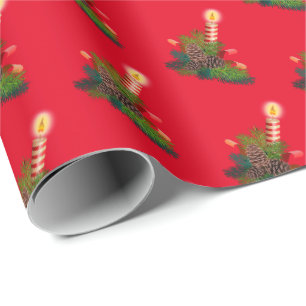 Red Candle Themed Holiday Weihnachtsgeschenk Wrap Geschenkpapier