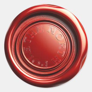 Red Candle Wax Siegel Ice Clear "The North Pole" Runder Aufkleber