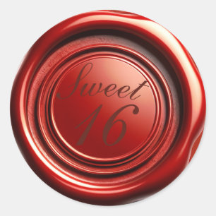 Red Candle Wax Siegel Tropfen Sweet 16 Wedding Runder Aufkleber
