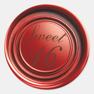 Red Candle Wax Siegel Tropfen Sweet 16 Wedding Runder Aufkleber