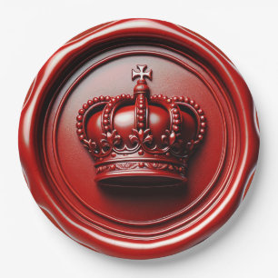 Red Candle Wax Tropfen Siegel Royal Crown Wedding Pappteller