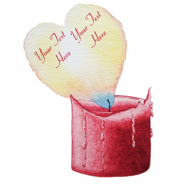 Red Candle with heart shaped flame for love Fotoskulptur Magnet (Vorne)