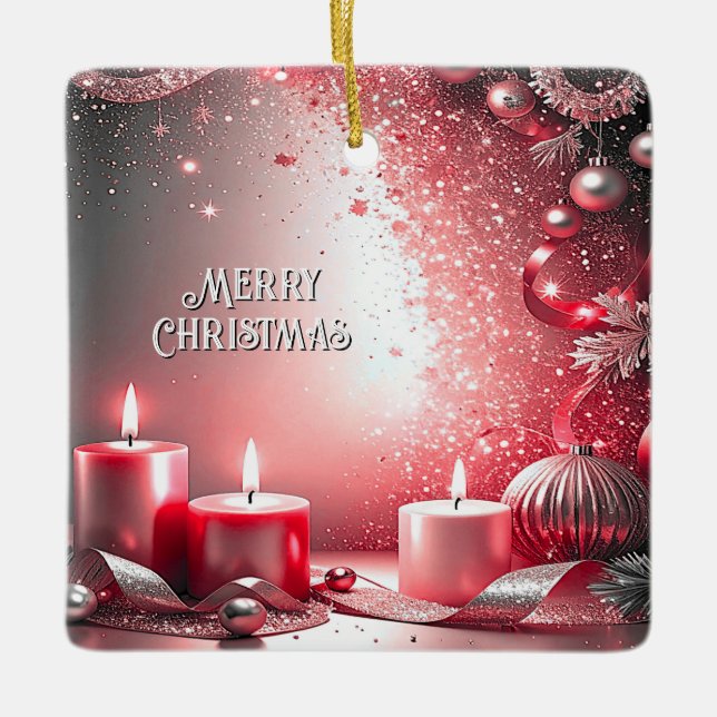 Red Candles Christmas Decorative Holiday Ornament (Vorderseite)
