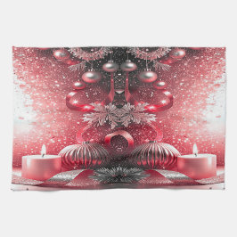 Red Candles Christmas Holiday Kitchen Towel Geschirrtuch