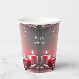 Red Candles Christmas Holiday Paper Cups Pappbecher