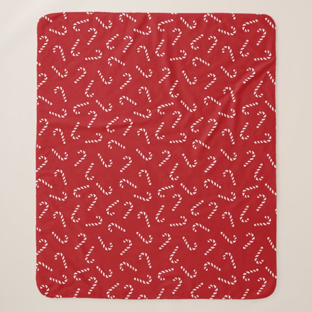 Red Candy Cane Sherpa Blanket Sherpadecke (Vorderseite)