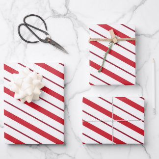 Red Candy Cane Stripes Weihnachtswrapping Paper Geschenkpapier Set