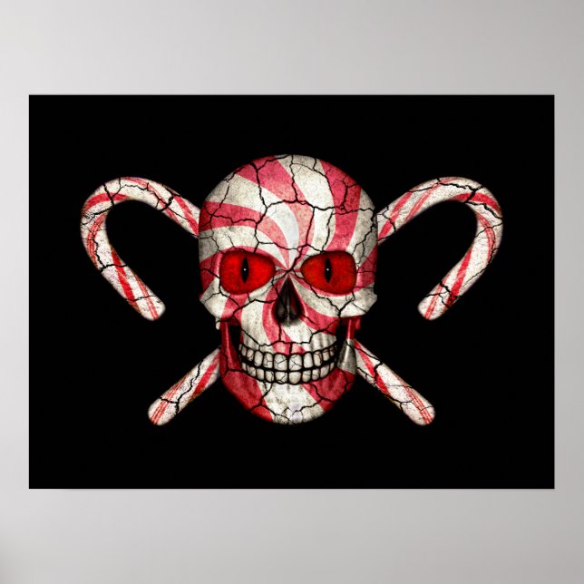 Red Candy Cane Sugar Skull farbenfrohe Plakate (Vorne)