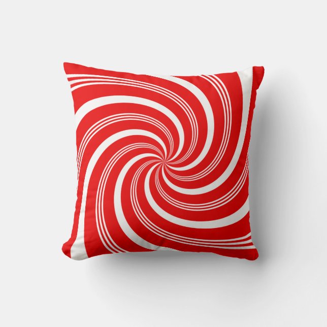 Red Candy Cane Twirl Kissen (Vorderseite)