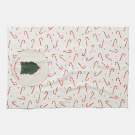 Red Candy Cane Weihnachtsbaum Custom Familienname Geschirrtuch