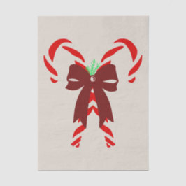 Red Candy Canes with Pine Needles & Bow Seidenpapier