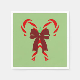 Red Candy Canes with Pine Needles & Bow Serviette
