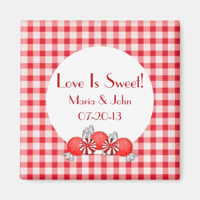 Red Candy Gastgeschenk Hochzeit Magnet (Vorne)