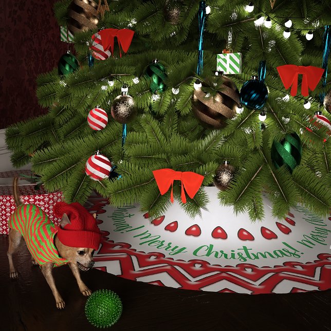 Red Candy Hearts Polyester Weihnachtsbaumdecke (Von Creator hochgeladen)