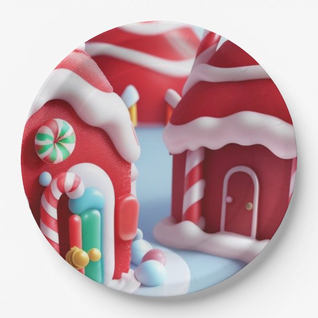 Red Candyland House - Papierplatte Pappteller (Vorderseite)