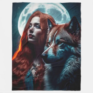 RED CANIS LUPIS (WOLF) FLEECEDECKE