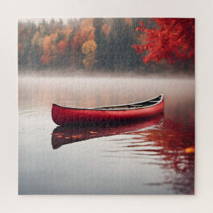 Red Canoe auf Herbstsee Puzzle