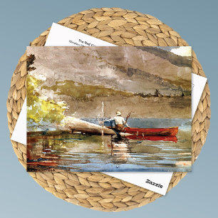 Red Canoe Fishing Winslow Homer Postkarte