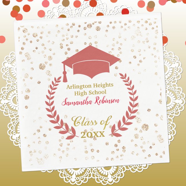 Red Cap und Laurel Graduation Party Napkins Serviette (Von Creator hochgeladen)