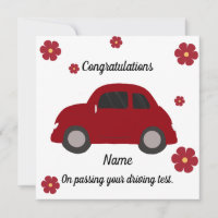 Red Car Blume fahren Test Gratulationen Karte